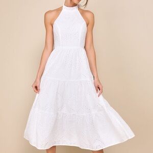 Elegant White Halter Dress